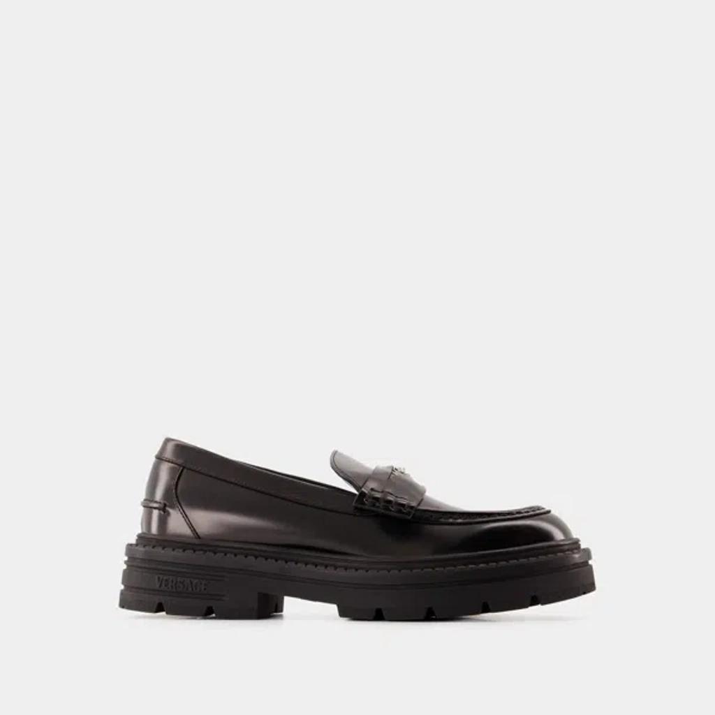 VERSACE Adriano Flat Shoes In Black Product Image