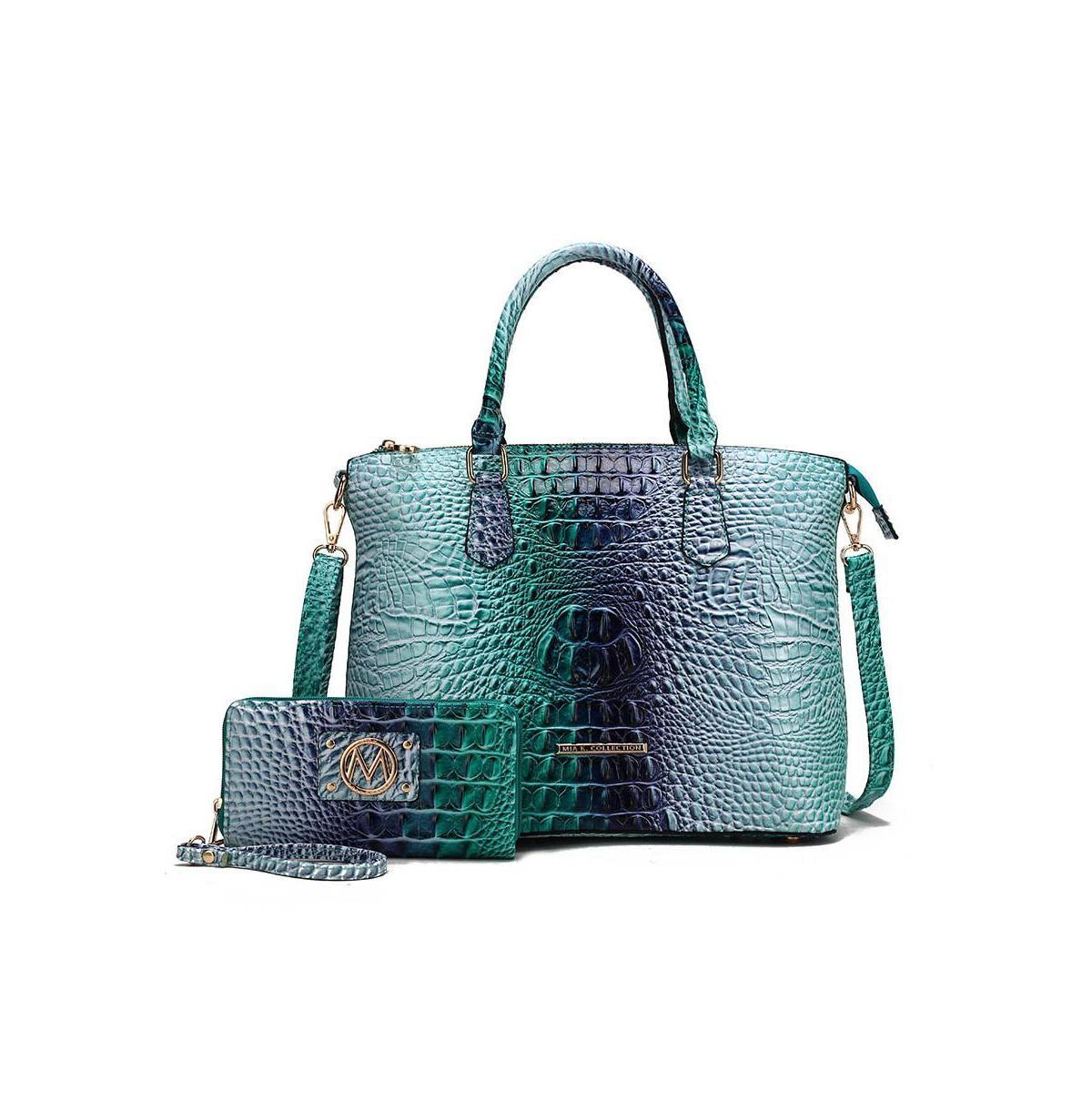 Mkf Collection Frankie Gradient Rainbow Faux Crocodile-Embossed Women s Satchel Bag with Matching Wallet by Mia K Product Image