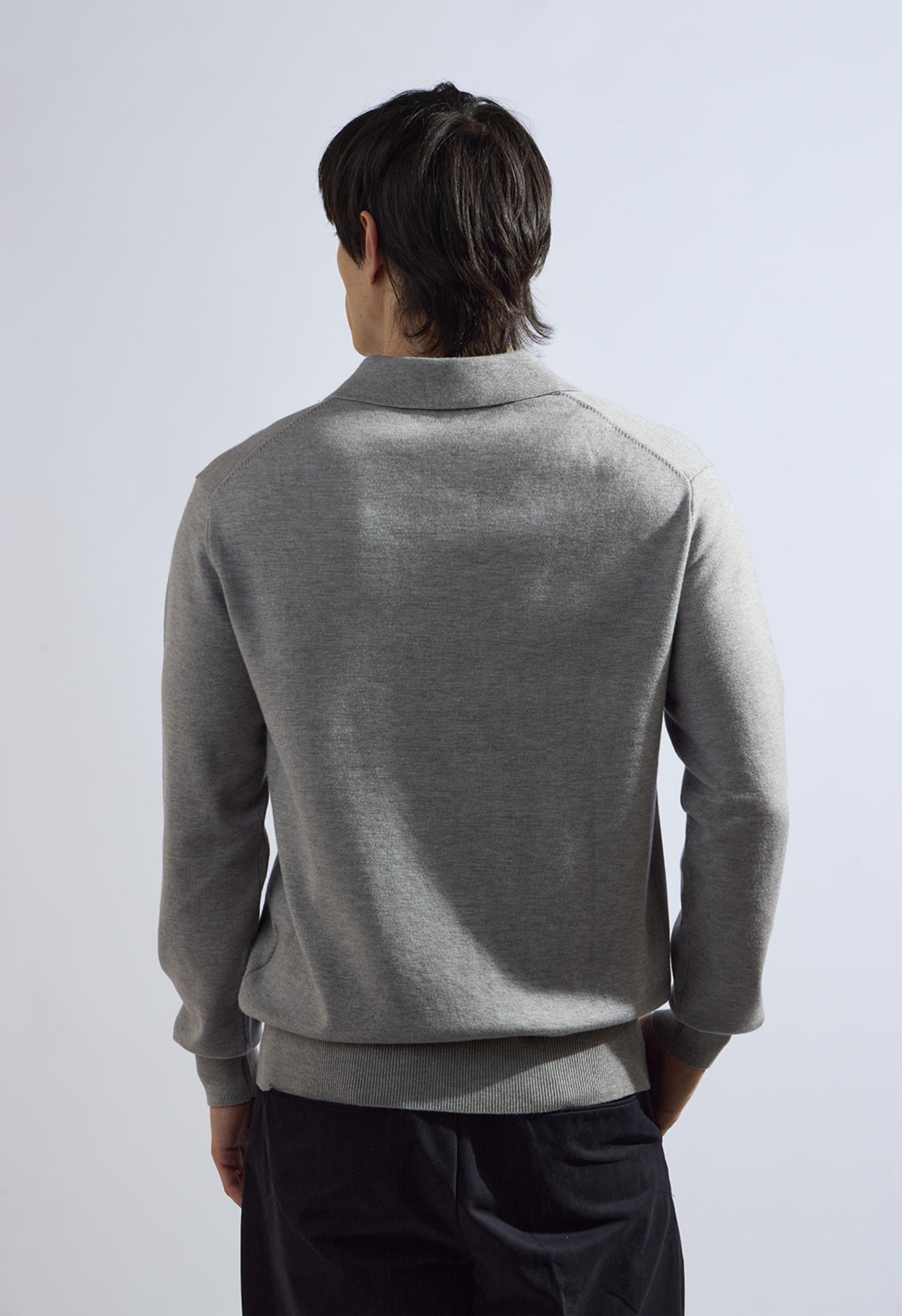 Theo Knit Polo in Grey Male Product Image