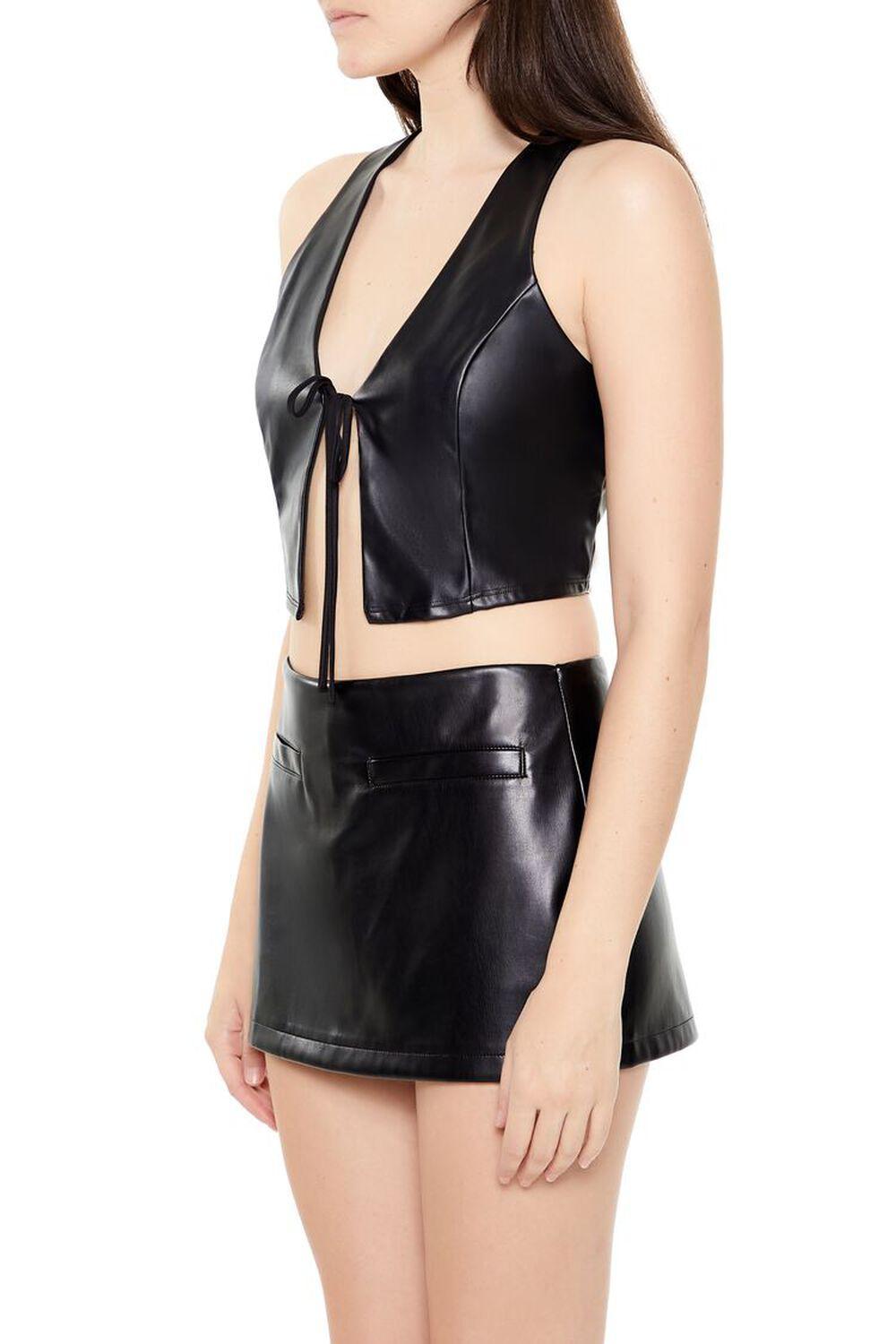 Faux Leather Split-Hem Crop Top | Forever 21 Product Image