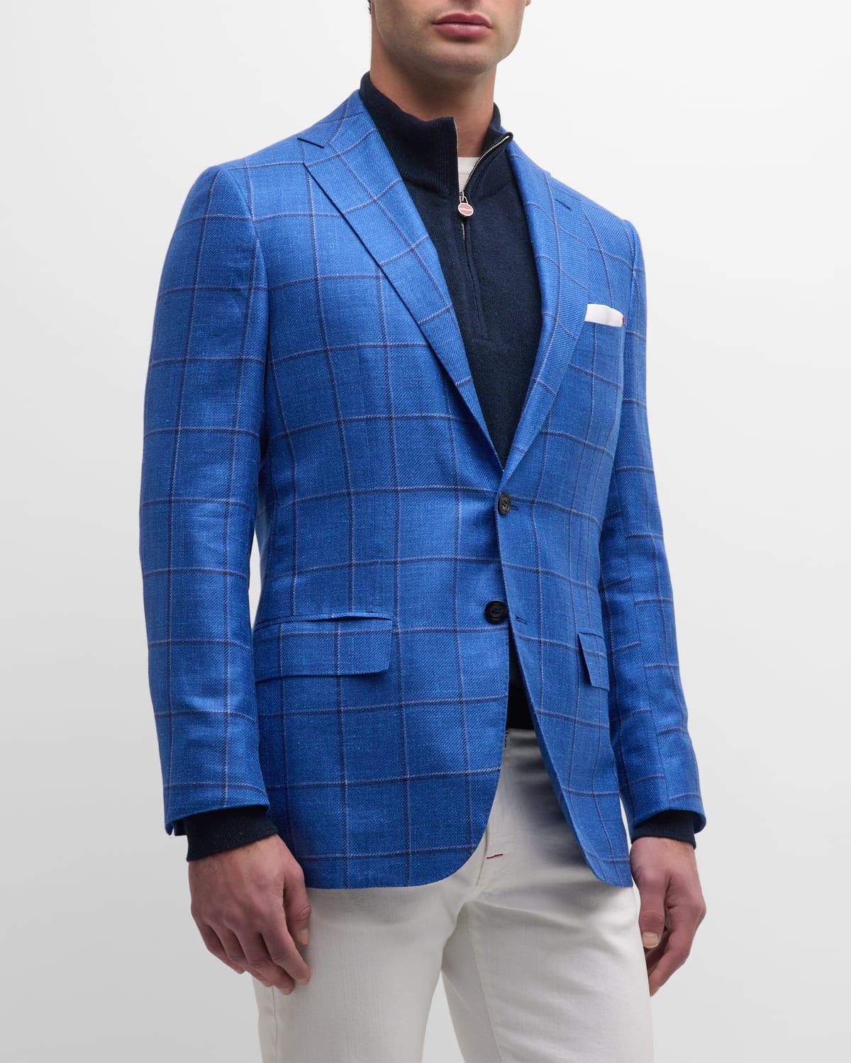 Mens Windowpane Cashmere-Blend Sport Coat Product Image