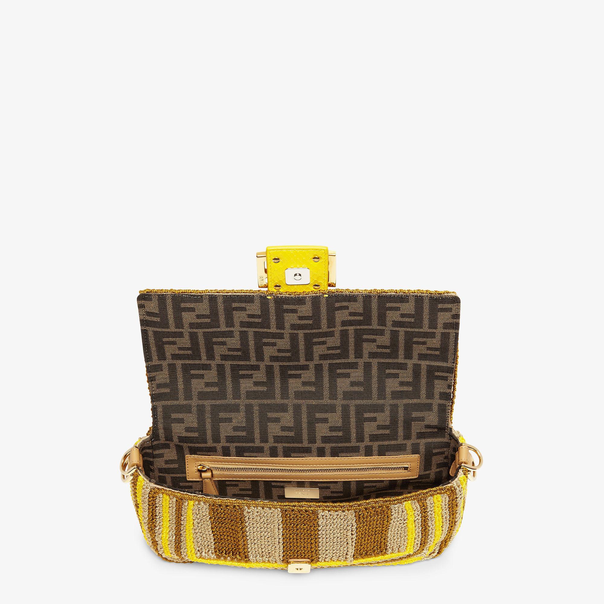 BaguetteBag with twisted passementerie trim with beige and yellow Pequin stripes Product Image