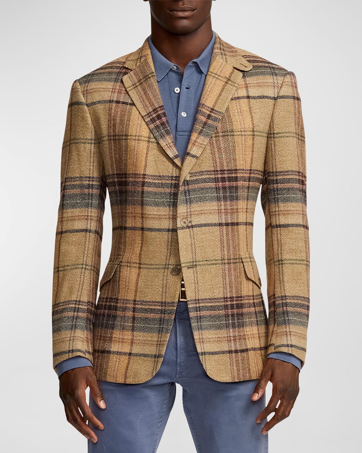 Mens Kent Hand-Tailored Plaid Tweed Sport Coat Product Image