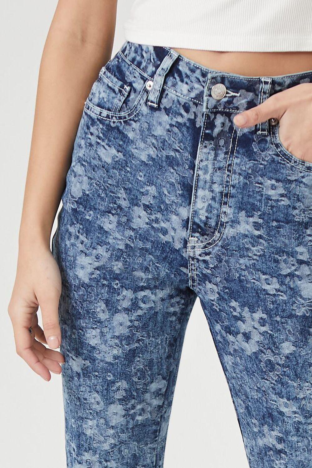 Floral Print High-Rise Flare Jeans | Forever 21 Product Image