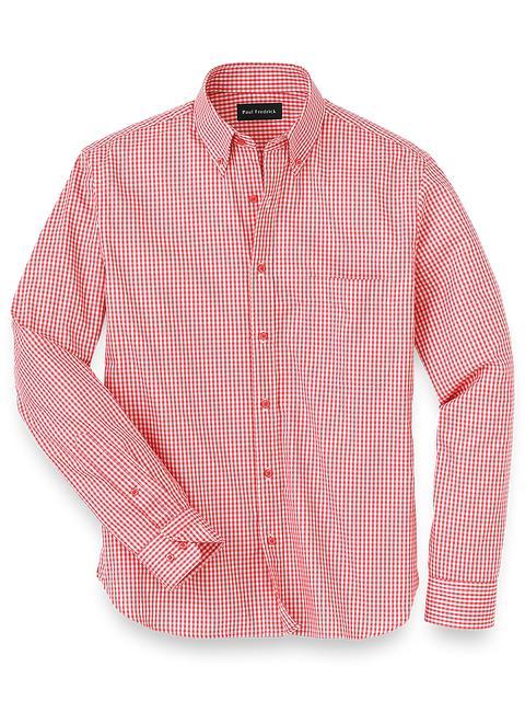 Cotton Gingham Casual Shirt - Coral Product Image