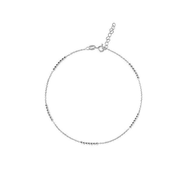 PRIMROSE Sterling Silver Beaded Station Anklet, Womens Product Image