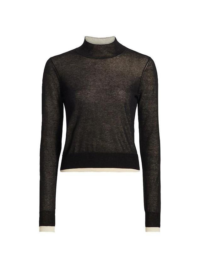 Womens Cotton-Blend Knit Turtleneck Sweater Product Image