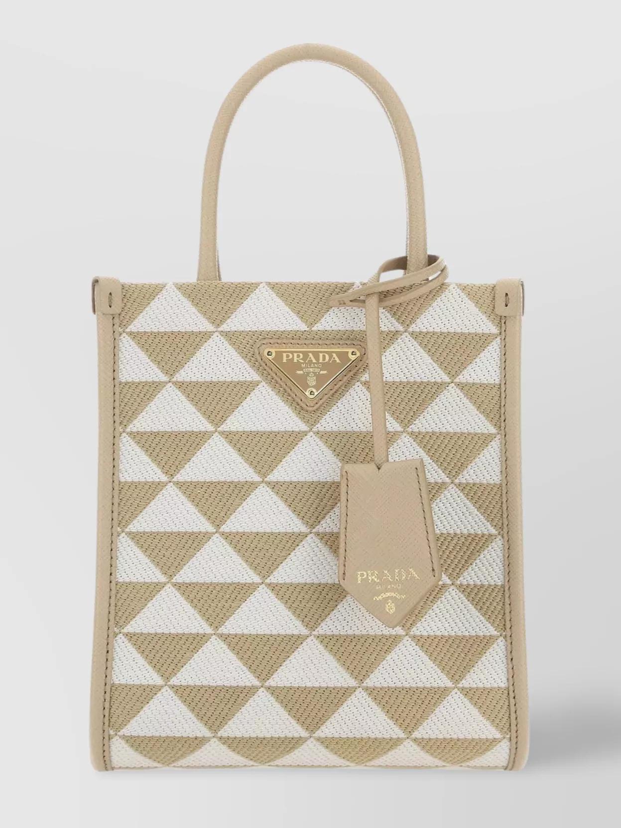 Logo Detailed Monogram Tote Bag In Beige Product Image