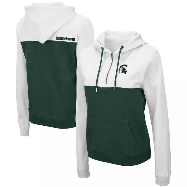 Womens Colosseum /Hunter Green Michigan State Spartans Aidan Lightweight Half-Zip Hoodie Product Image