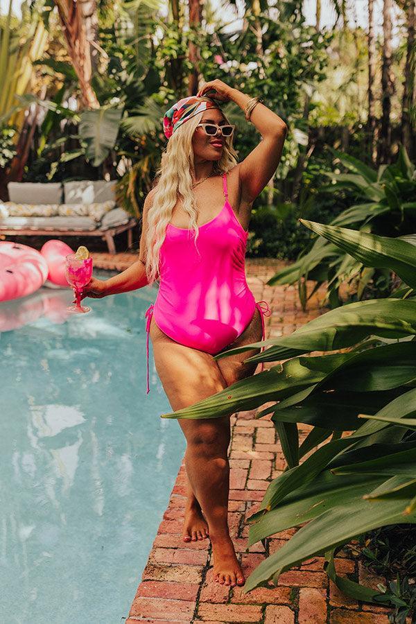 Ride The Tide One Piece Swimsuit in Hot Pink Curves Product Image