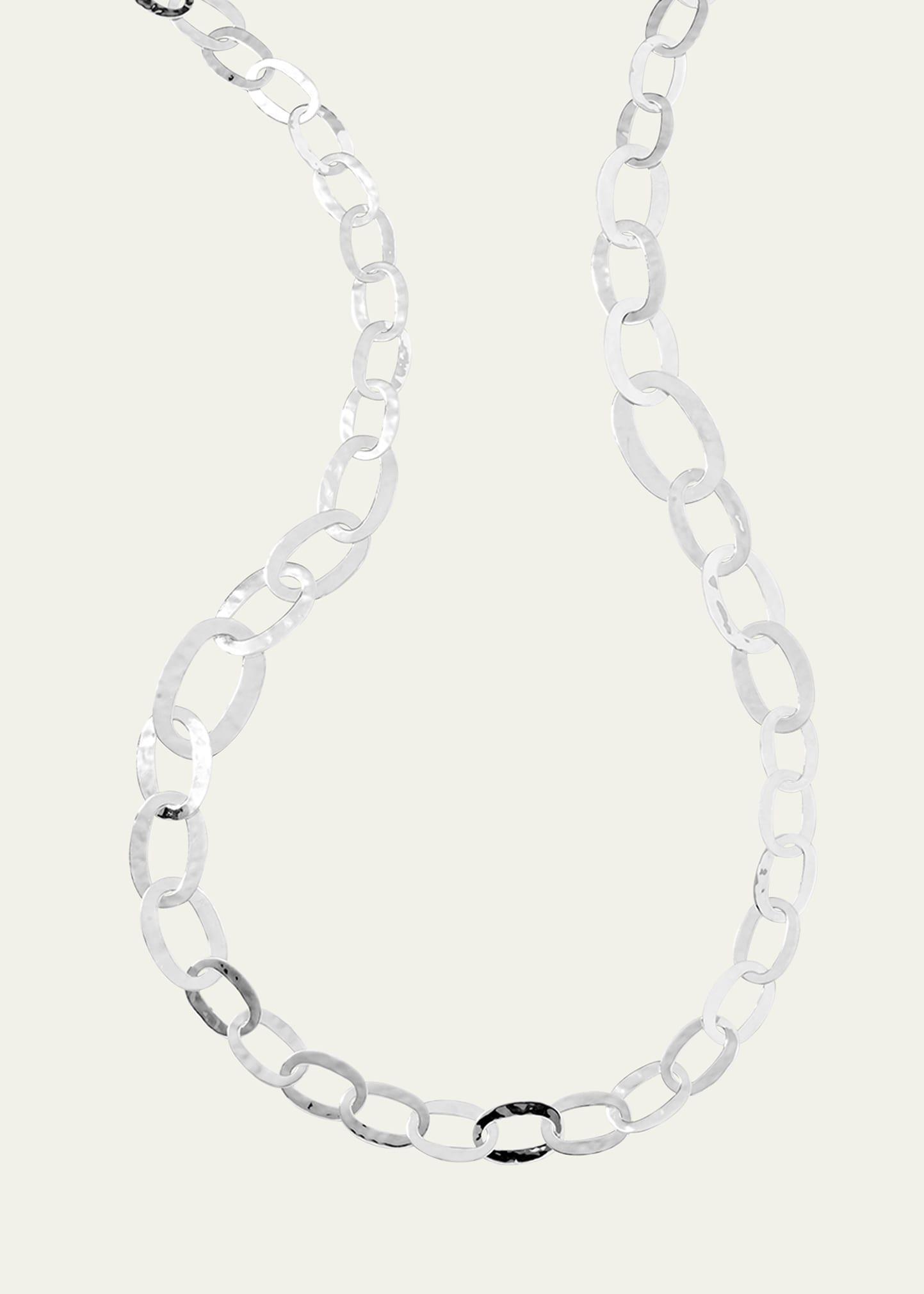 Womens Long Sterling Silver Link Necklace Product Image