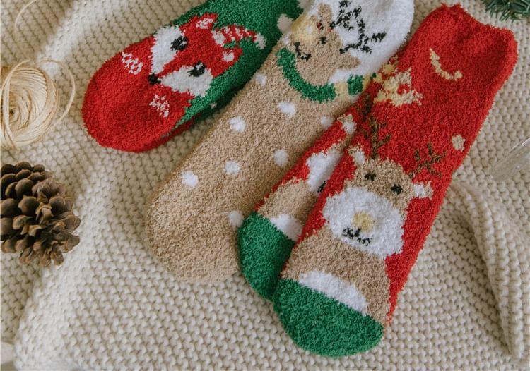 Christmas Cartoon Fleece Socks Product Image