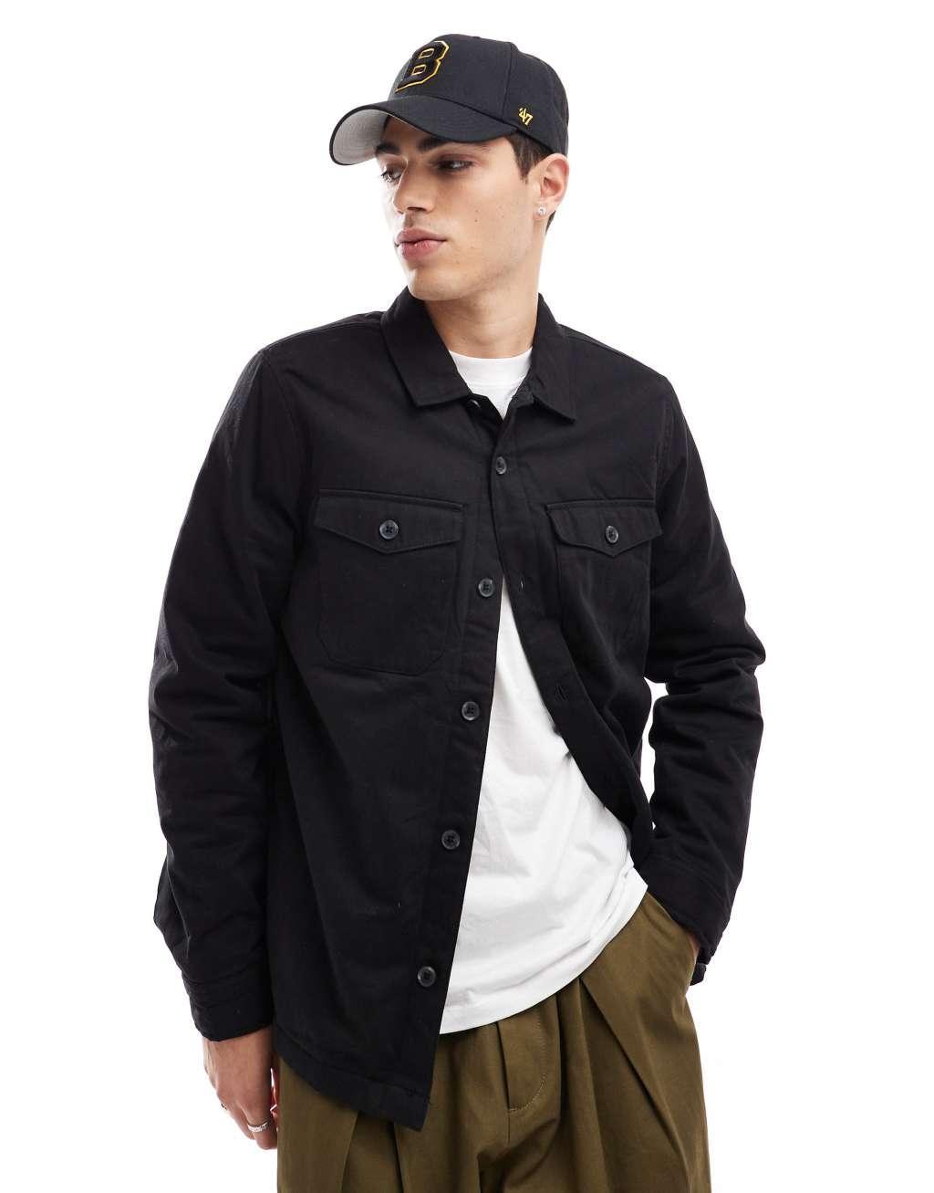 French Connection utility shirt with pockets in black Product Image