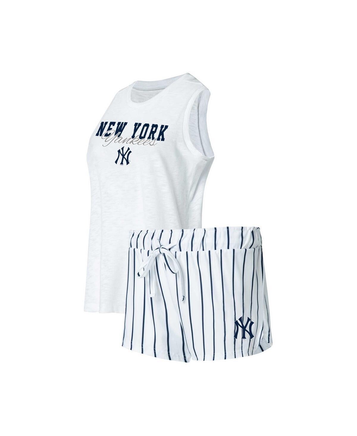 Womens Concepts Sport White New York Yankees Reel Pinstripe Tank Top and Shorts Sleep Set Product Image