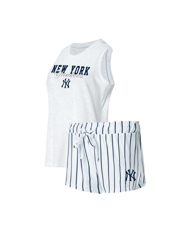 Womens Concepts Sport White New York Yankees Reel Pinstripe Tank Top and Shorts Sleep Set Product Image