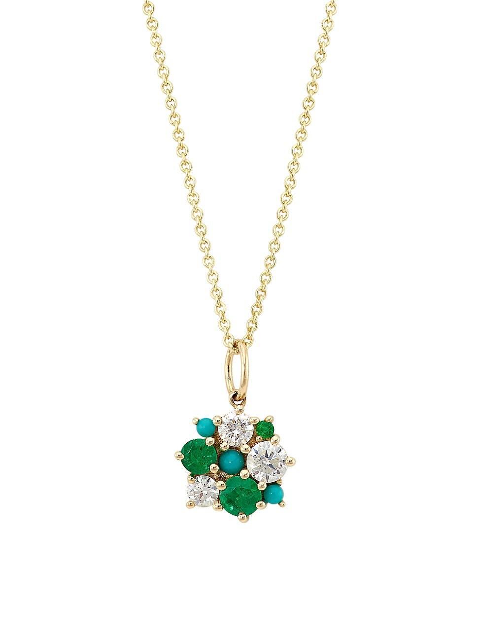 Diamond, Emerald & Turquoise Tiffany Chain Necklace Product Image