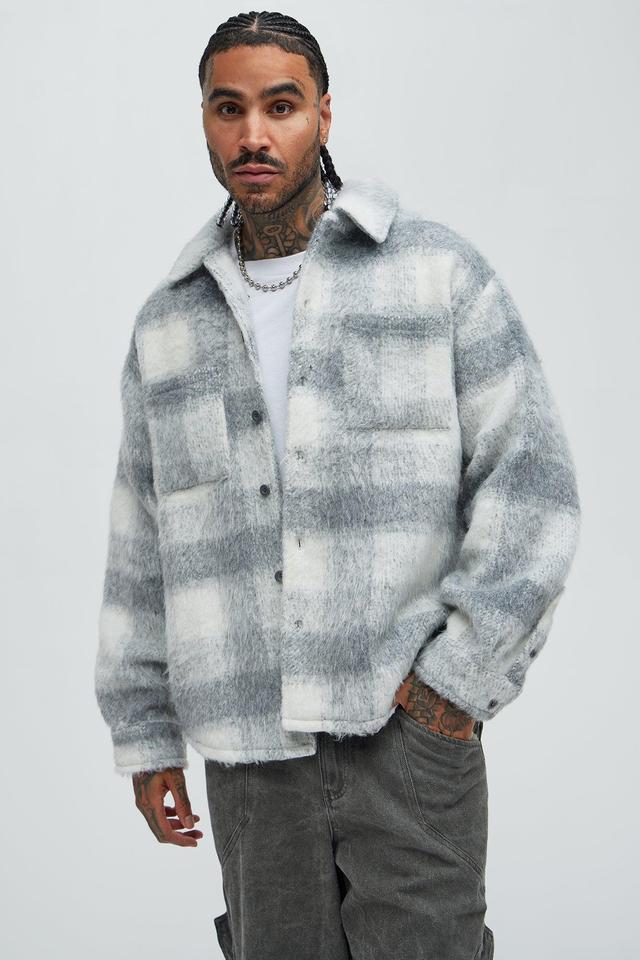 Move Up Plaid Shacket - Grey/Grey Product Image