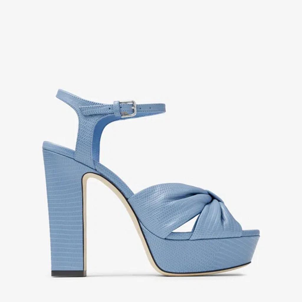 Heloise Embossed Ankle-strap Platform Sandals In Blue product image