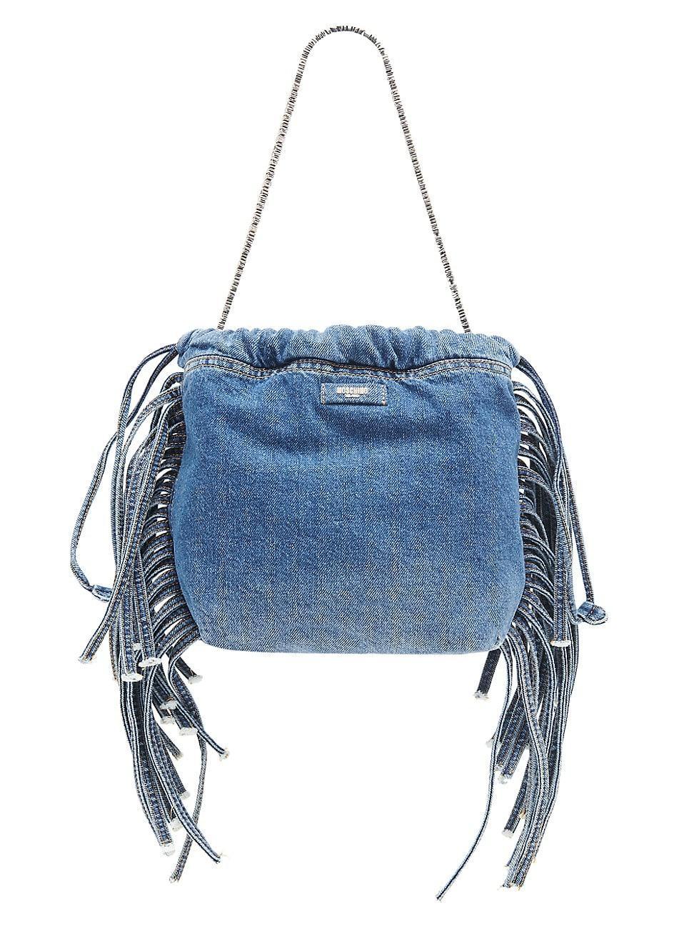 Womens Mini Lettering Denim Shoulder Bag Product Image