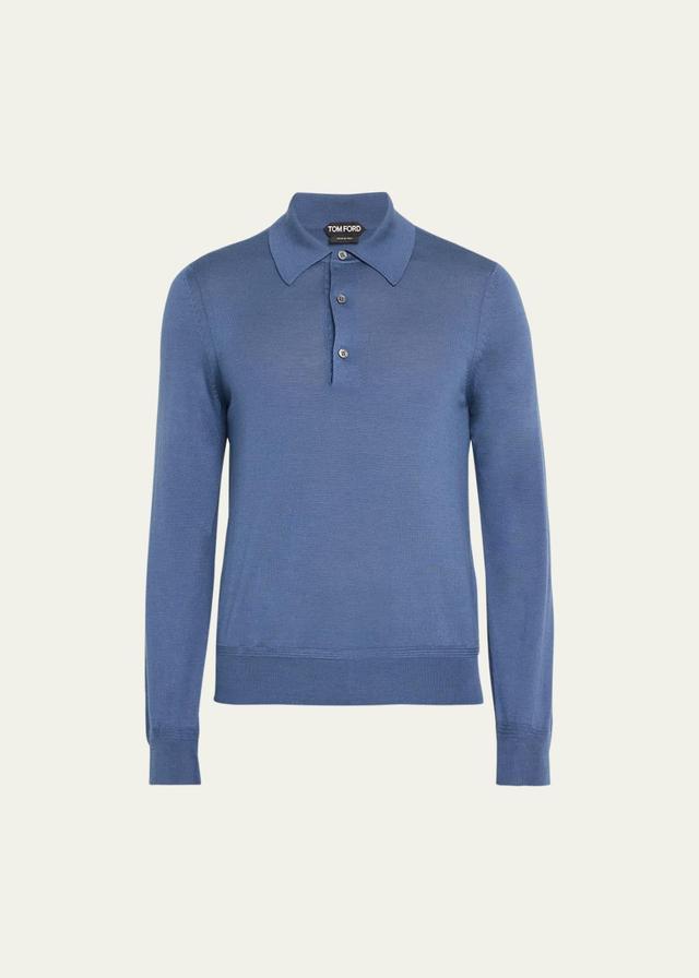 Mens Cashmere-Silk Polo Sweater Product Image