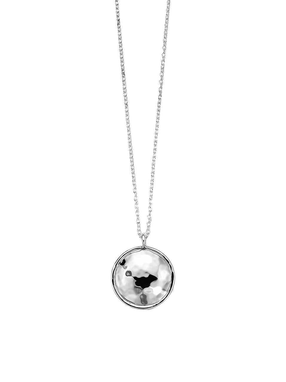 Womens Goddess Sterling Silver Small Hammered Pendant Necklace Product Image