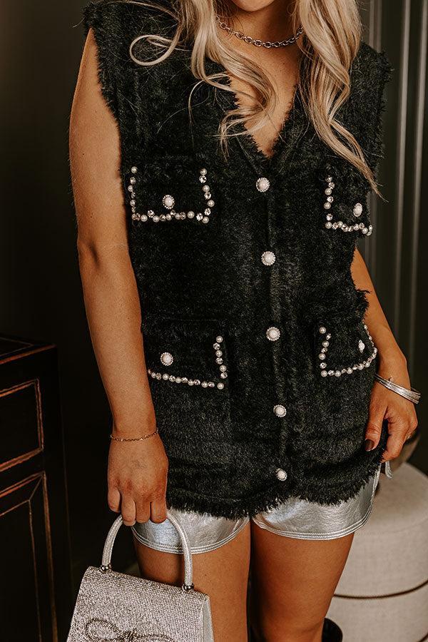 Cozy Mindset Eyelash Knit Vest in Black Product Image