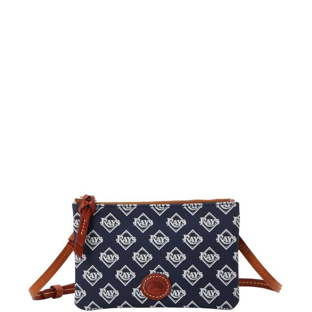 Dooney & Bourke Womens MLB Rays Top Zip Crossbody Coated Cotton Shoulder Bag in Navy Product Image