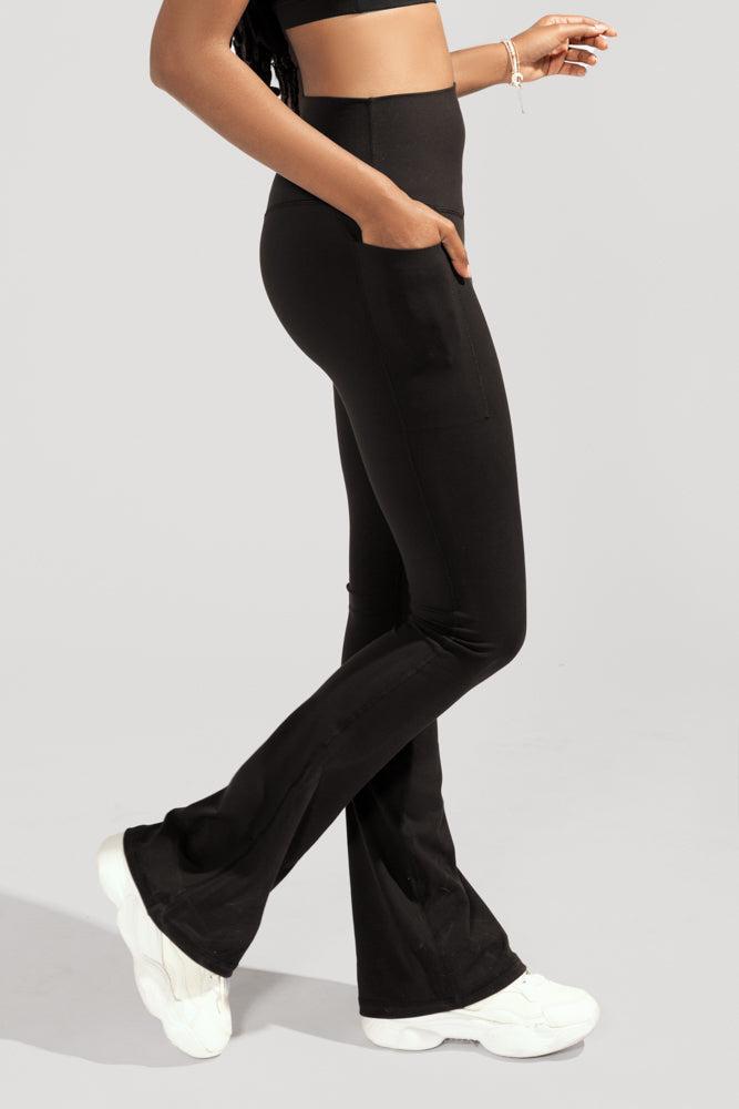 Supersculpt™ Flared Leggings with Pockets - Black Product Image