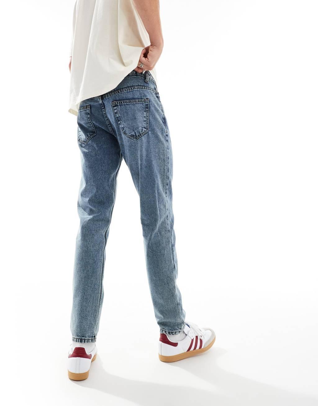 DTT rigid slim fit jeans in light blue acid wash Product Image