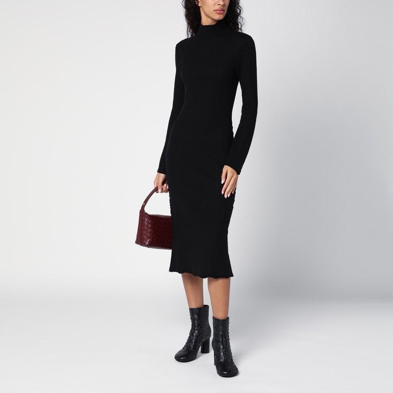 Black Wool Turtleneck Dress Product Image