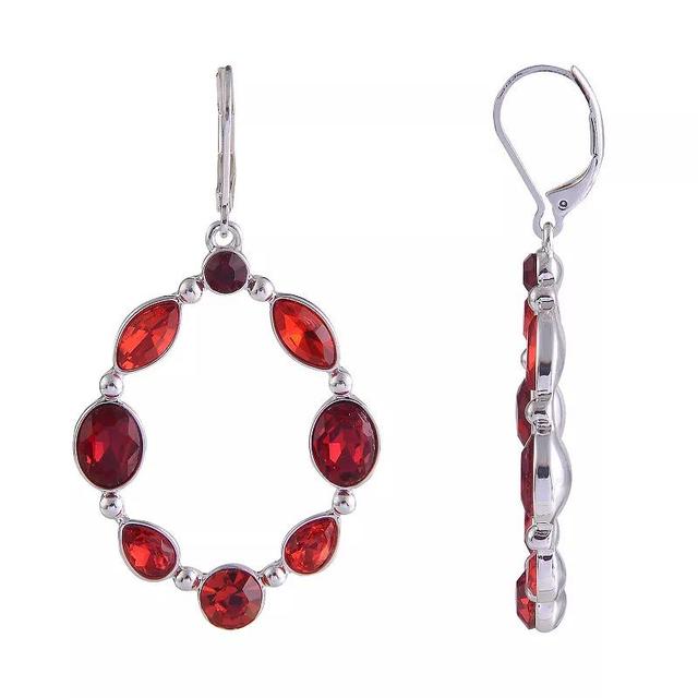 Emberly Simulated Crystal Circle Drop Earrings, Womens, Red Product Image