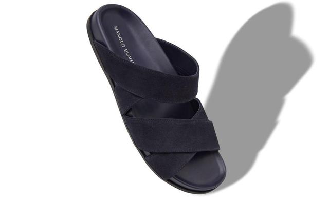 INEZMU Navy Blue Suede Sandals Product Image