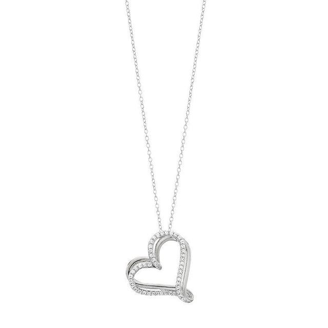 1/4 Carat T.W. Diamond Heart Pendant Necklace, Womens Silver Tone Product Image