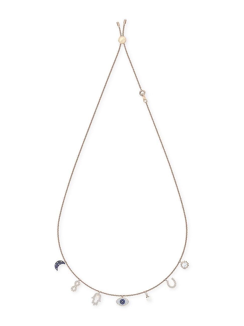 Swarovski Rose Gold-Tone Crystal Protective Charm Bolo Necklace Product Image