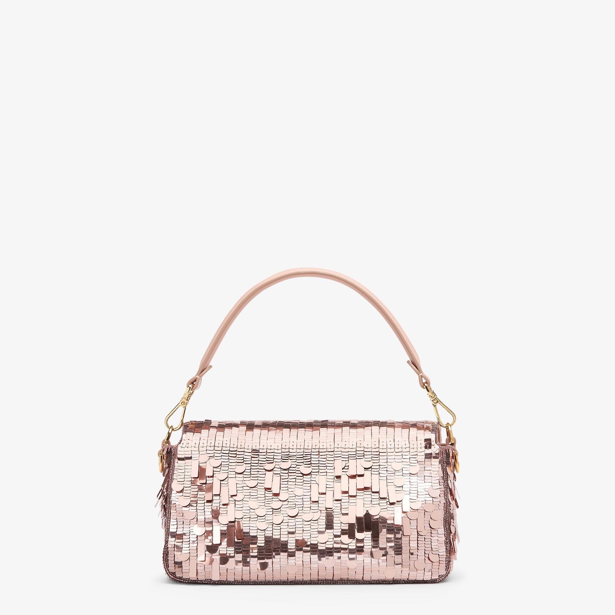 BaguettePink sequin and leather bag Product Image