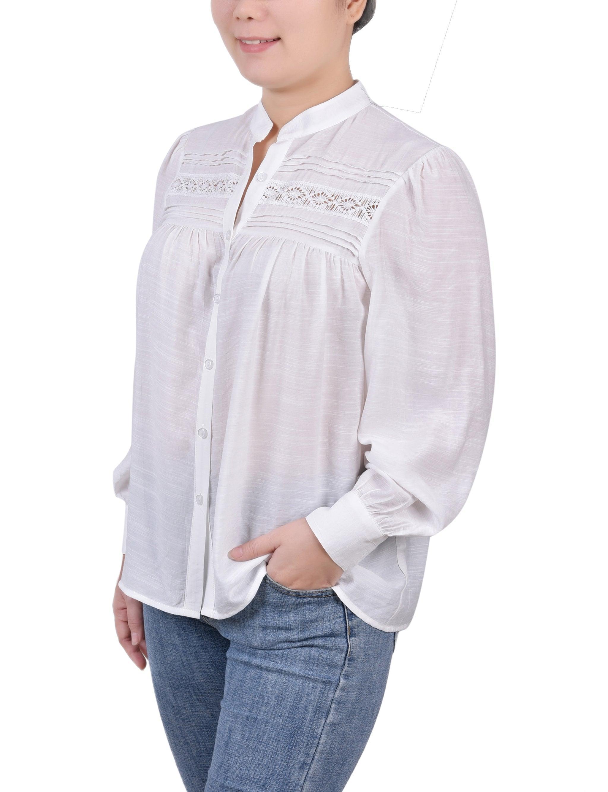 Long Sleeve Crochet Blouse - Petite Product Image