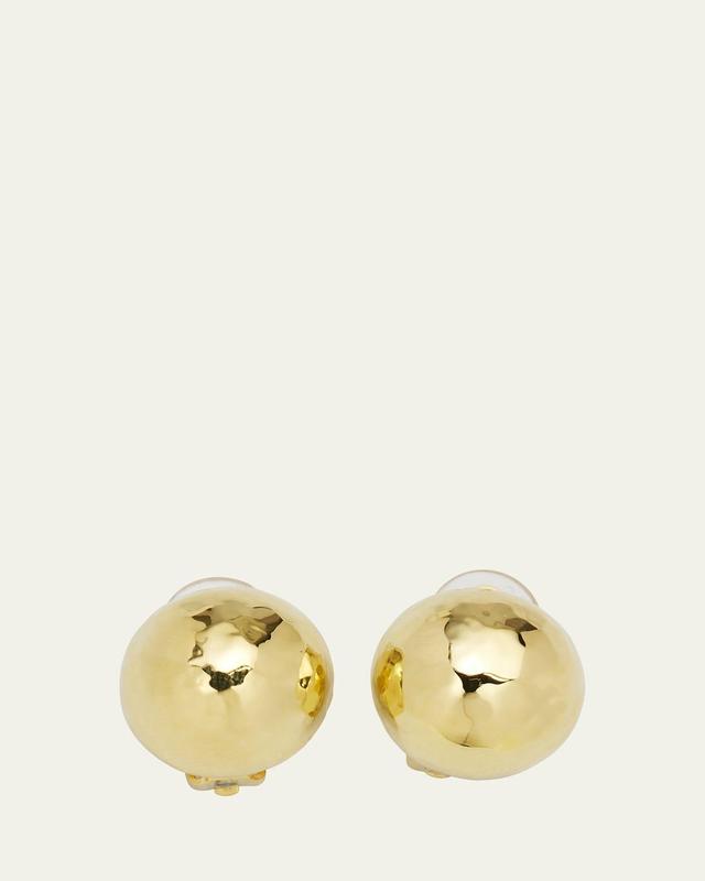 Medium Hammered Pinball Clip Stud Earrings in 18K Gold Product Image