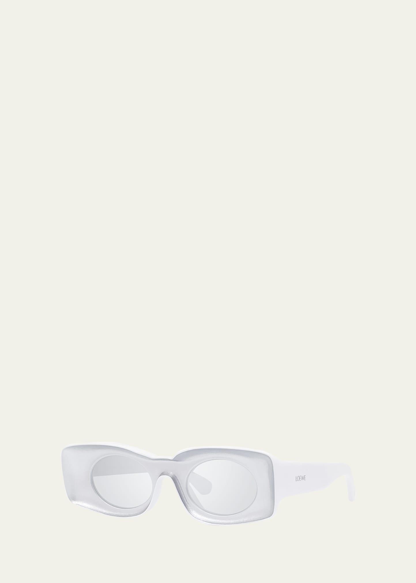 Mens Geometric Logo Acetate & Plastic Rectangle Sunglasses Product Image