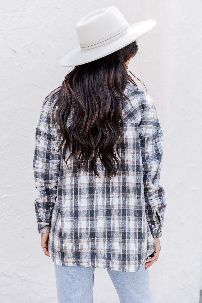 You're All Mine Dark Grey Plaid Shacket Product Image