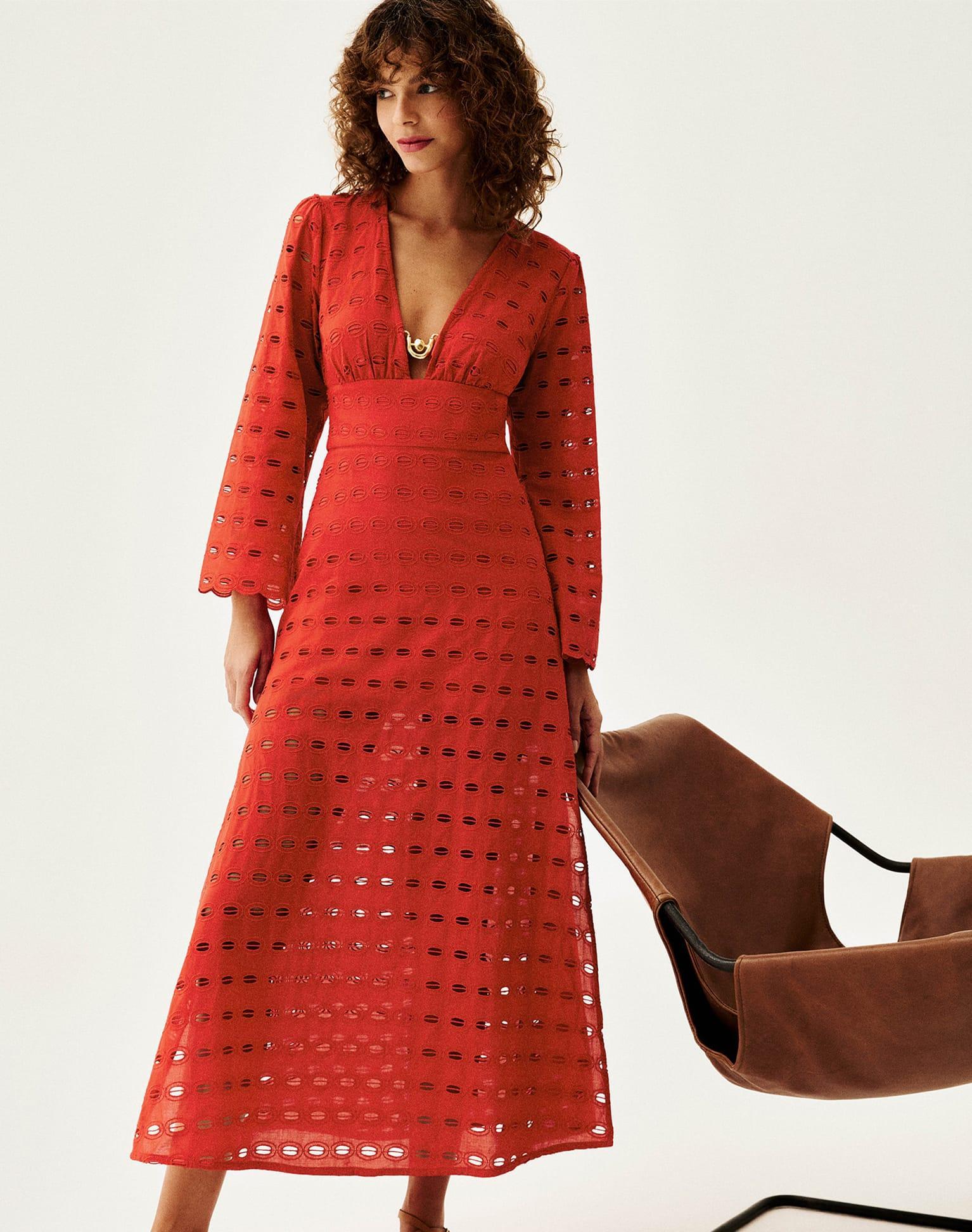 Eyelet Raya Long Dress - Ruby Product Image