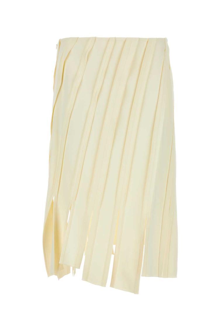 Ivory Draped High-waisted Midi Skirt In Off White Product Image