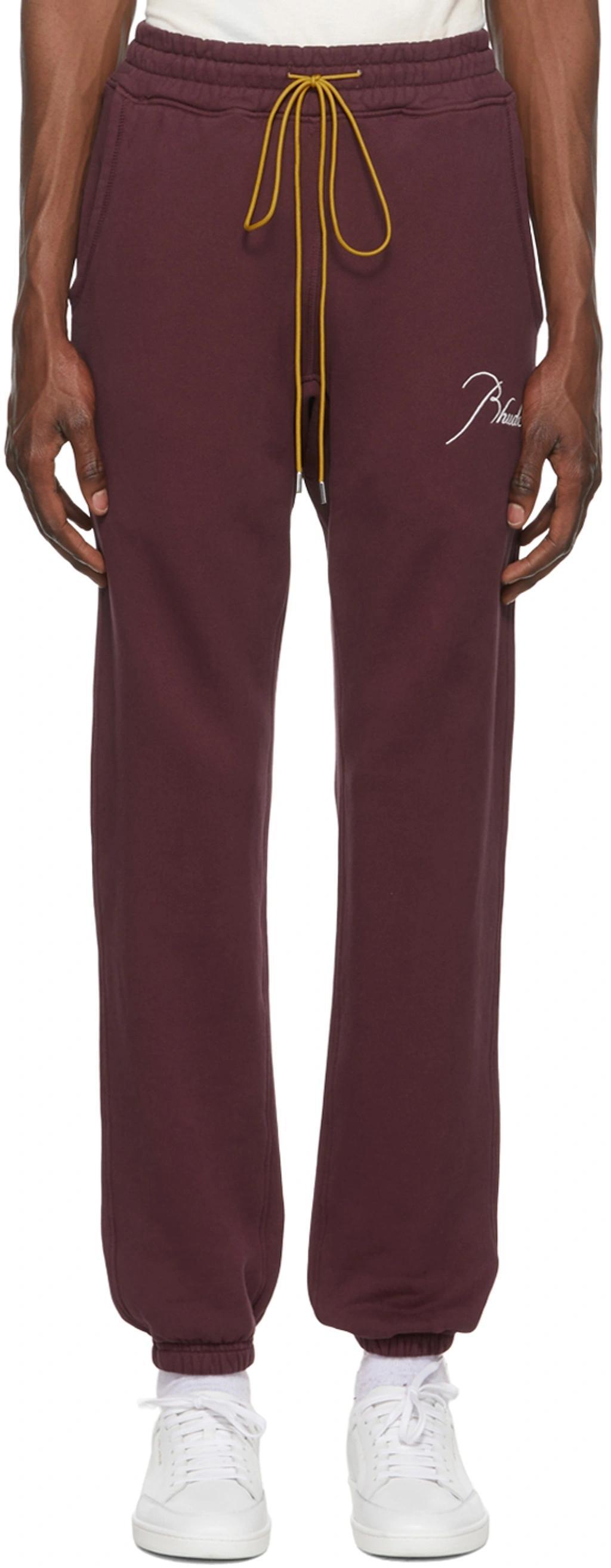 Tapered Logo-embroidered Cotton-jersey Sweatpants In Bordeaux Product Image