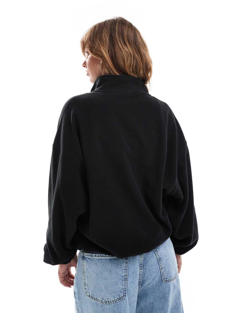 ASOS DESIGN half zip fleece in black Product Image