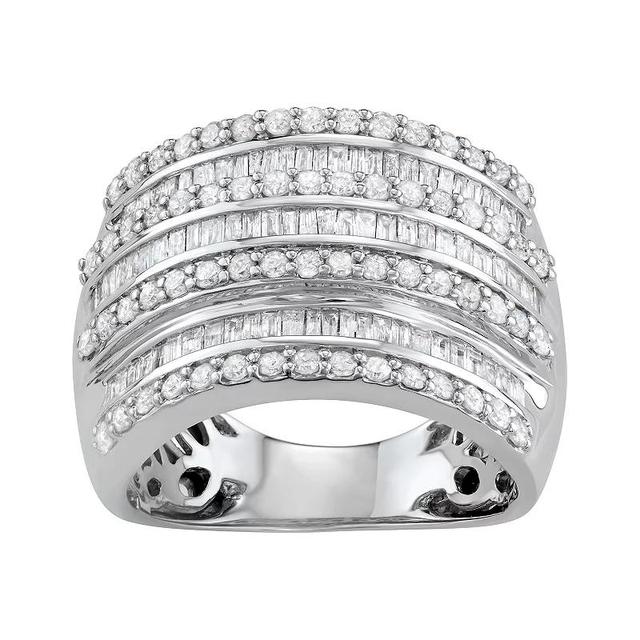 Sterling Silver 1 1/2 Carat T.W. Diamond Baguette Ring, Womens Product Image