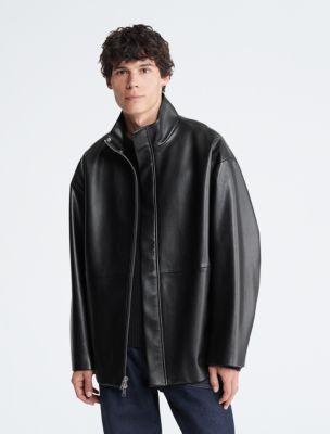 Cocoon Faux Leather Coat Product Image