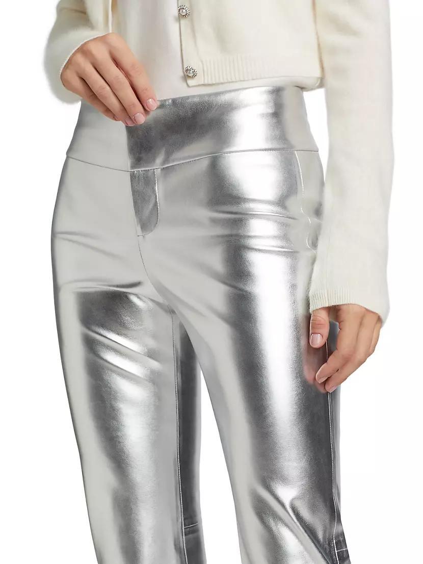 Olivia Metallic Faux Leather Boot-Cut Pants Product Image