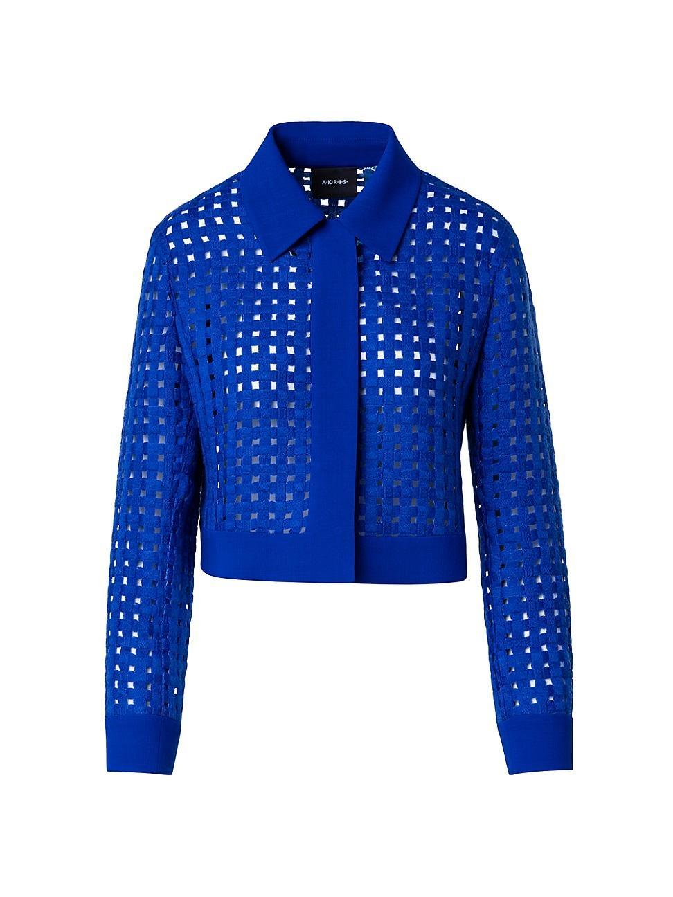 Womens Wool-Blend Collared Grid Jacket Product Image