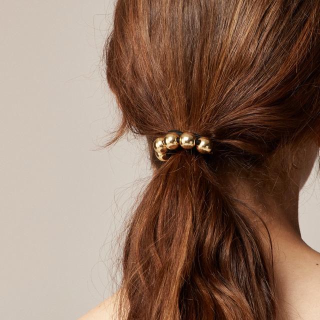 Bauble hair ties gold and pearl two-pack Product Image