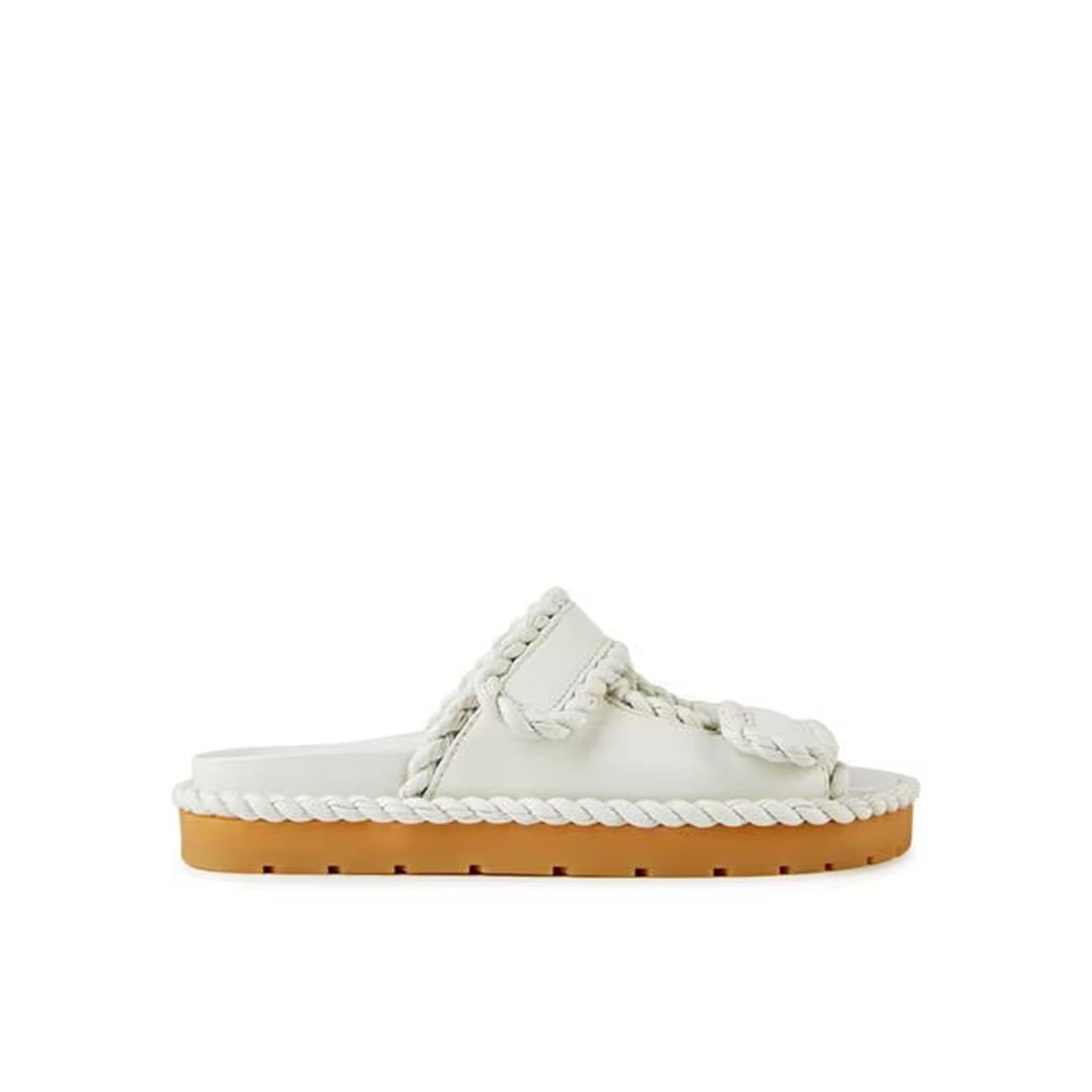 BOTTEGA VENETA Jack Flat Mule Sandals In White Product Image