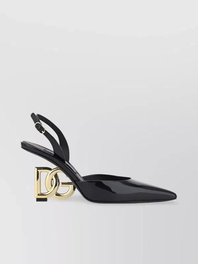 Dg-heel Leather Slingback Pumps In Nero Product Image